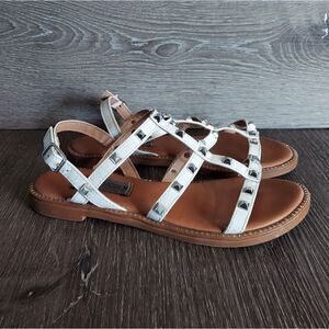 Steve Madden Girls White Gladiator Studded Sandals - Size 2